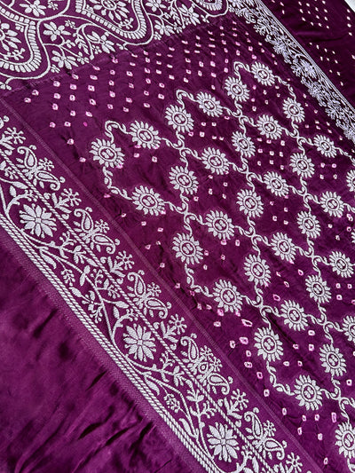 SUNAINA: Handmade Bandhani Modal Silk Saree With Designer Pallu.