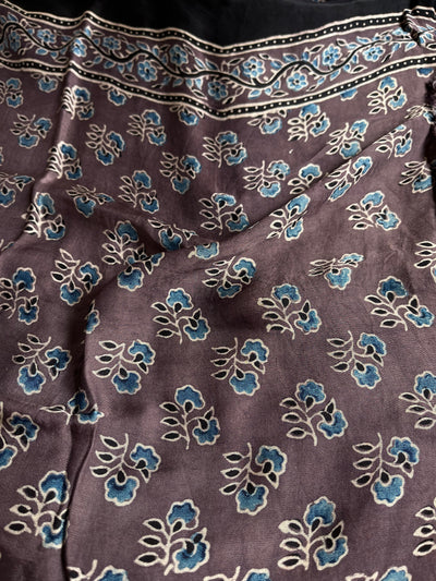 Sparkling light: HANDBLOCK AJRAKH MODAL SILK SAREE WITH TISSUE PALLU