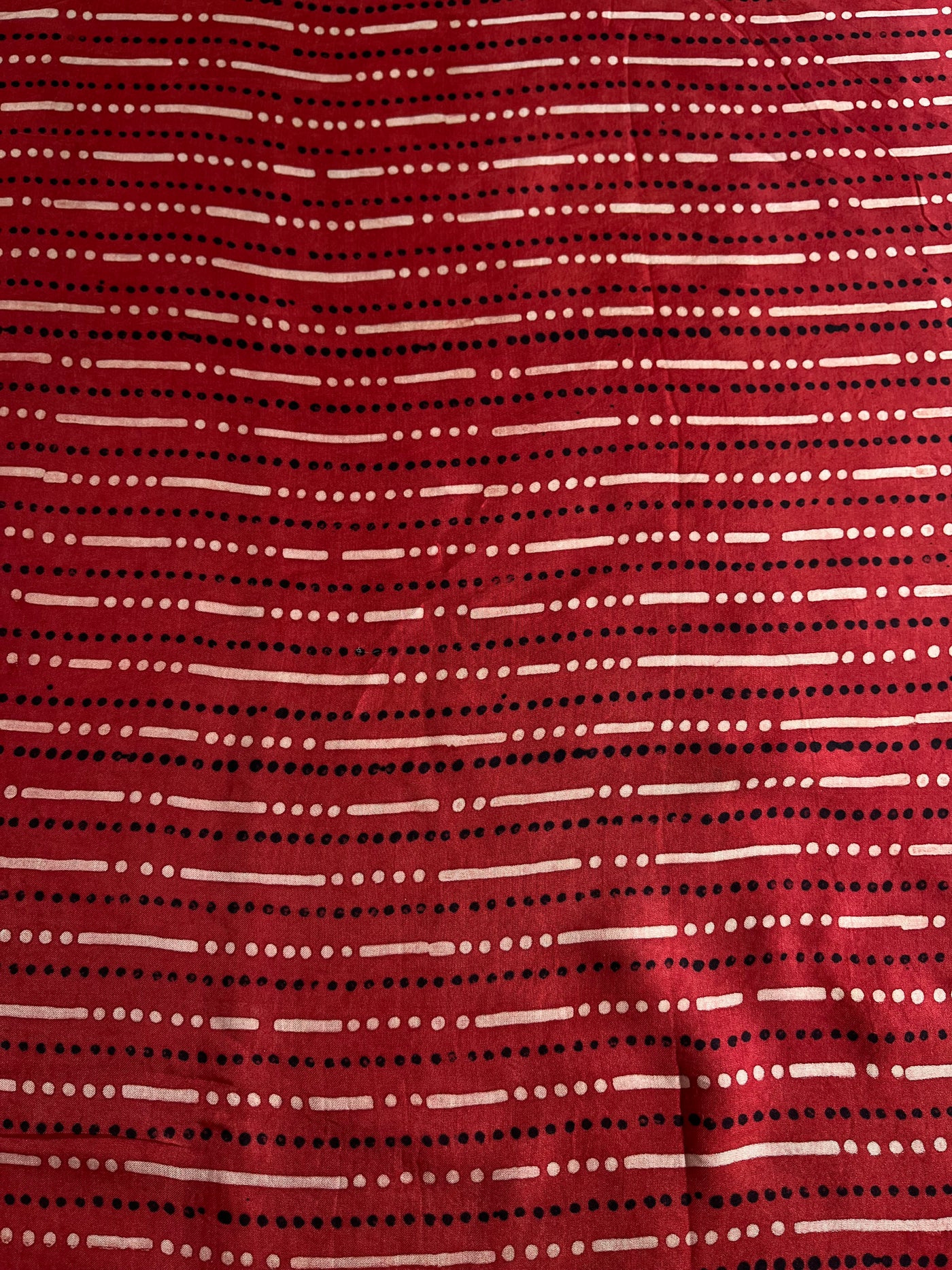 Dot & Lining Red : Handblock Printed Ajrakh Modal Silk Fabric