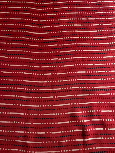 Dot & Lining Red : Handblock Printed Ajrakh Modal Silk Fabric
