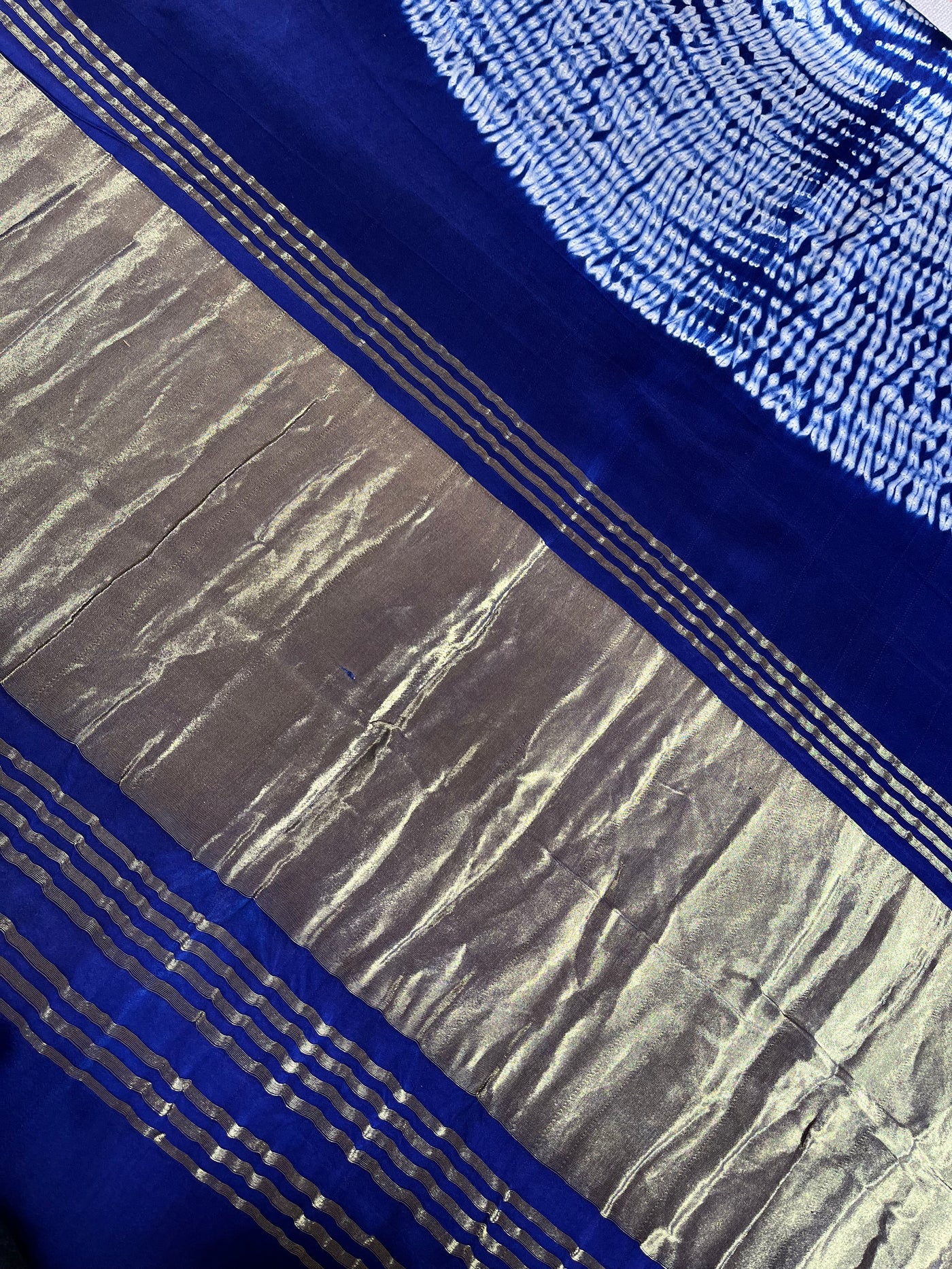 PRAGYA: Handmade Shibori Dyed Modal Silk Tissue Pallu Saree