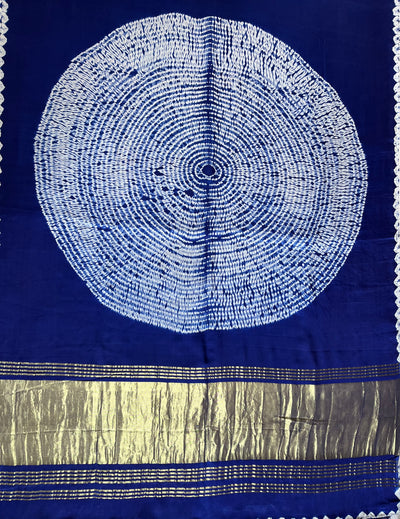 PRAGYA: Handmade Shibori Dyed Modal Silk Tissue Pallu Saree