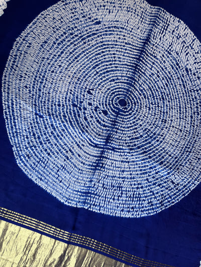 PRAGYA: Handmade Shibori Dyed Modal Silk Tissue Pallu Saree