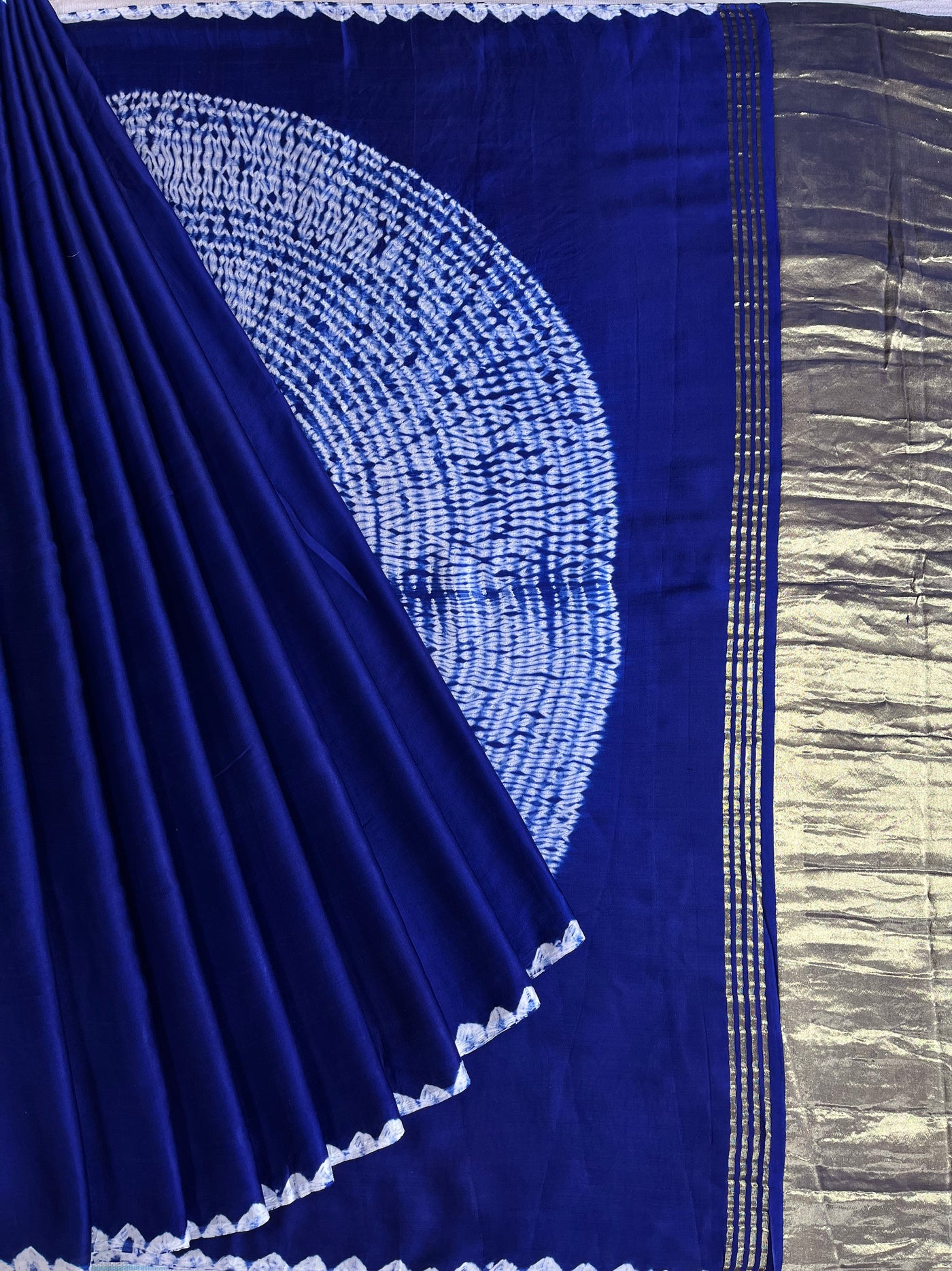 PRAGYA: Handmade Shibori Dyed Modal Silk Tissue Pallu Saree