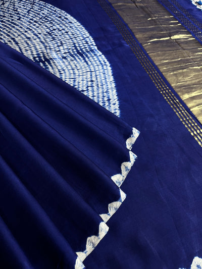 PRAGYA: Handmade Shibori Dyed Modal Silk Tissue Pallu Saree