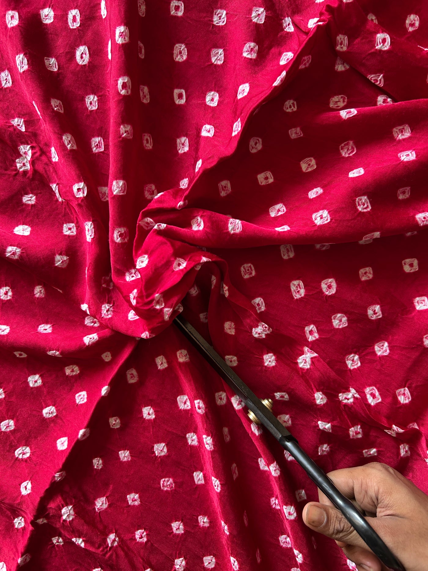 CHATAK GULABI: HANDMADE BANDHANI MODAL SILK KURTA FABRIC