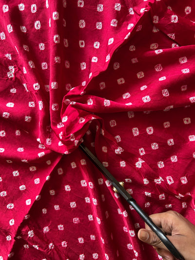 CHATAK GULABI: HANDMADE BANDHANI MODAL SILK KURTA FABRIC