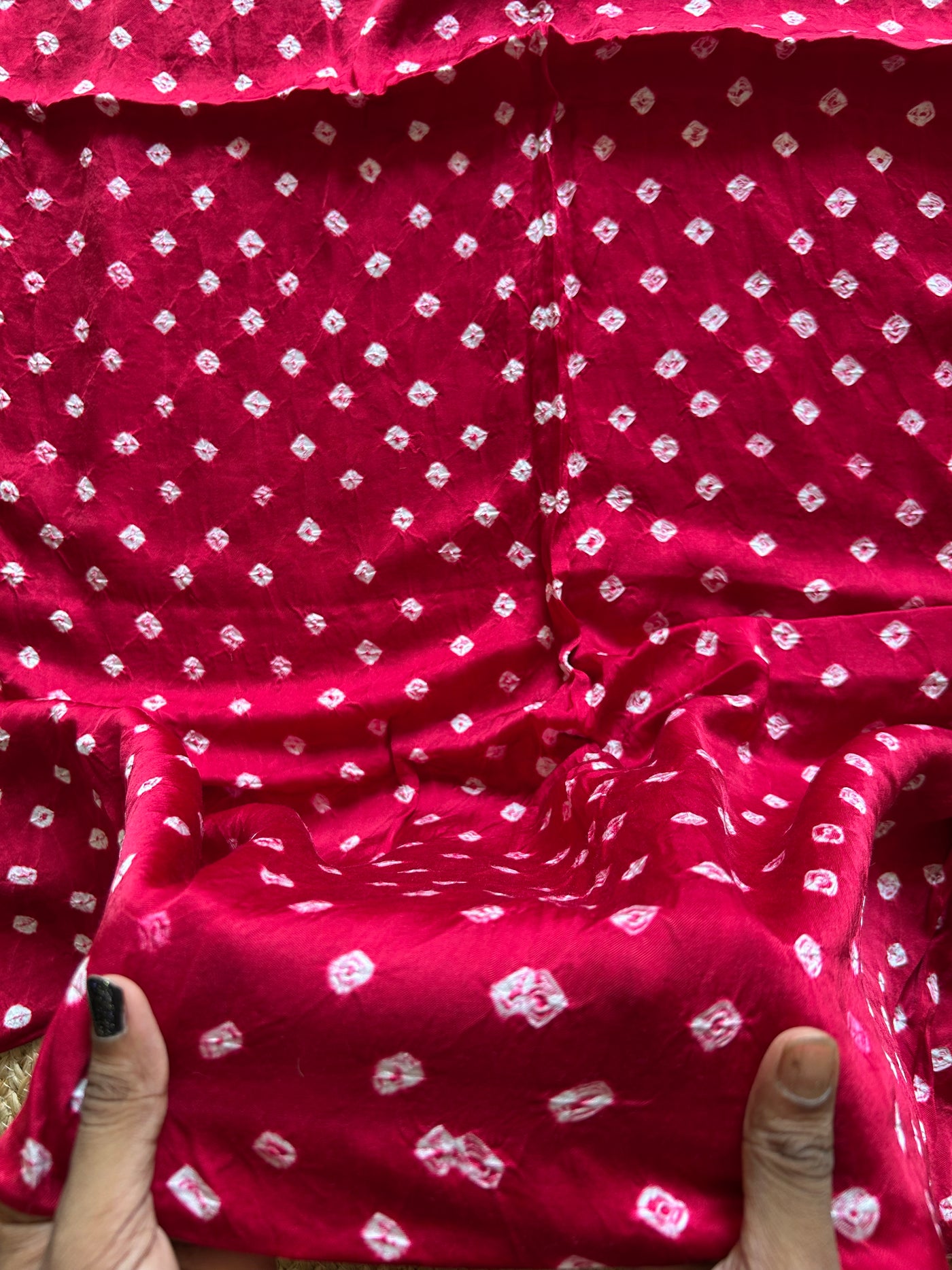 CHATAK GULABI: HANDMADE BANDHANI MODAL SILK KURTA FABRIC