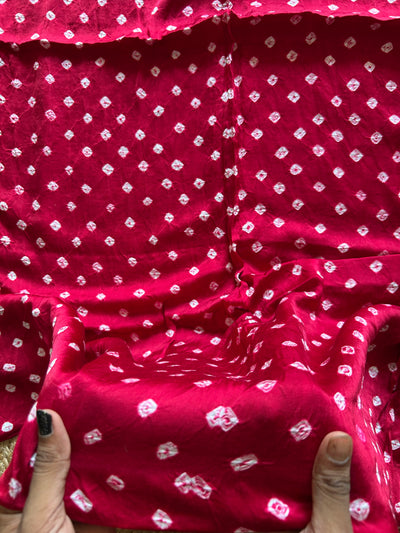 CHATAK GULABI: HANDMADE BANDHANI MODAL SILK KURTA FABRIC