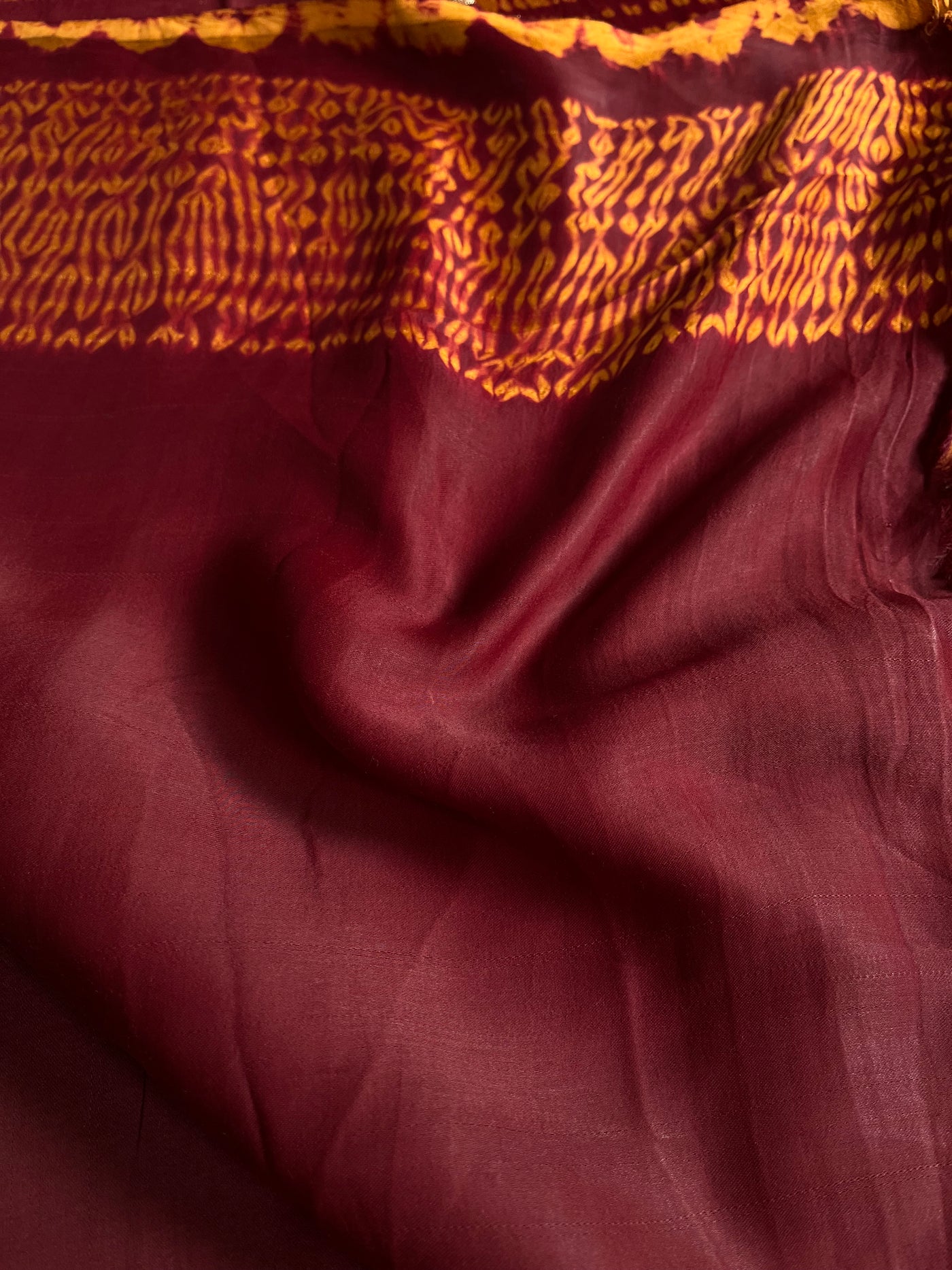 ROHINI: Handmade Shibori Dyed Modal Silk Tissue Pallu Saree