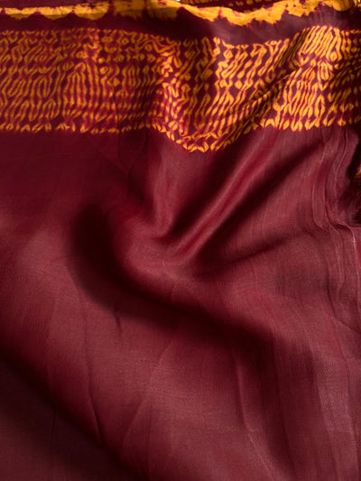 ROHINI: Handmade Shibori Dyed Modal Silk Tissue Pallu Saree