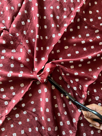 COCO BROWN: HANDMADE BANDHANI MODAL SILK KURTA FABRIC