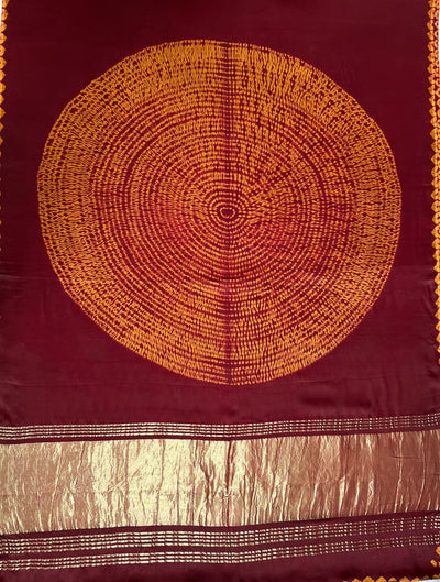 ROHINI: Handmade Shibori Dyed Modal Silk Tissue Pallu Saree