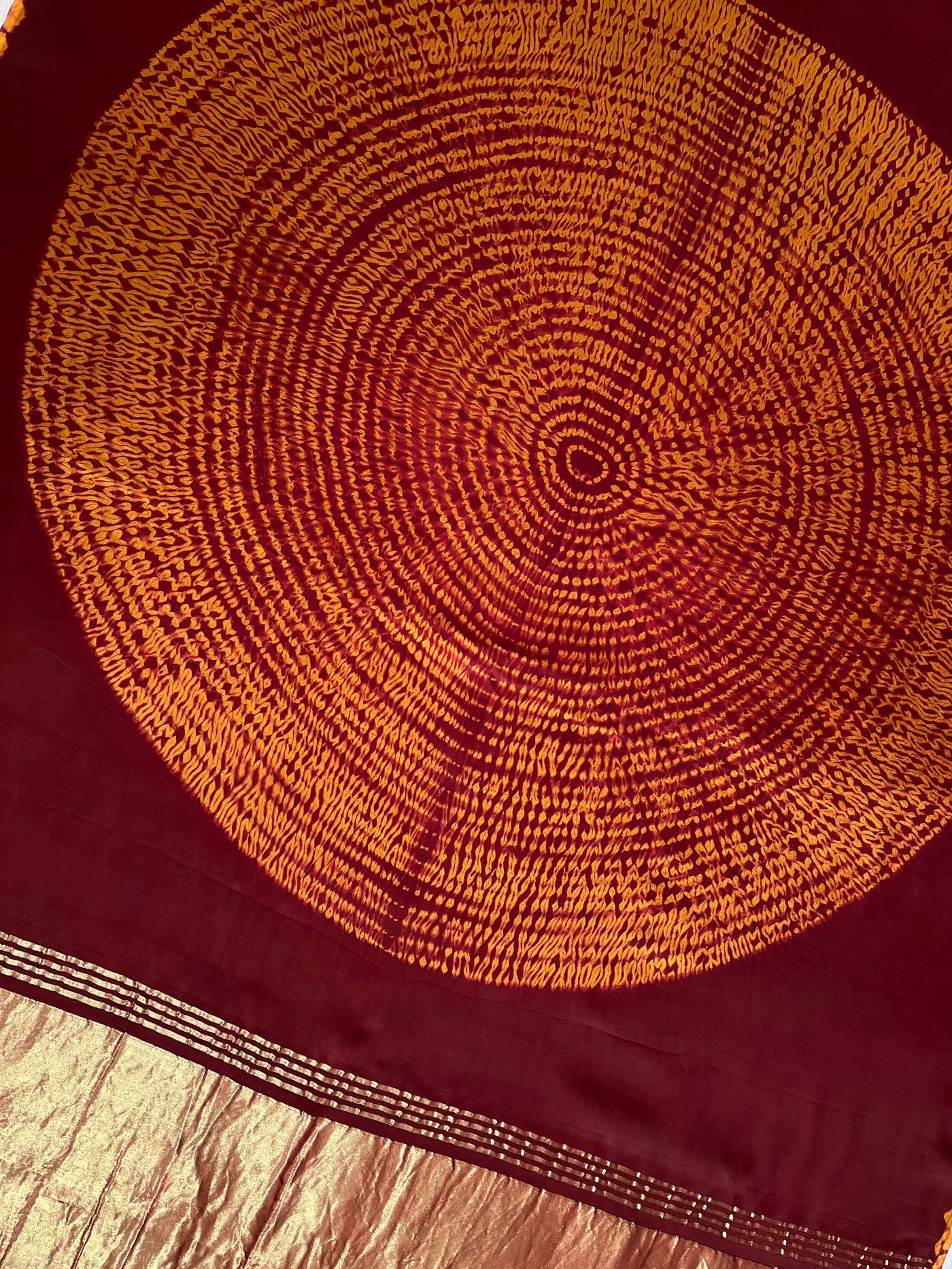 ROHINI: Handmade Shibori Dyed Modal Silk Tissue Pallu Saree