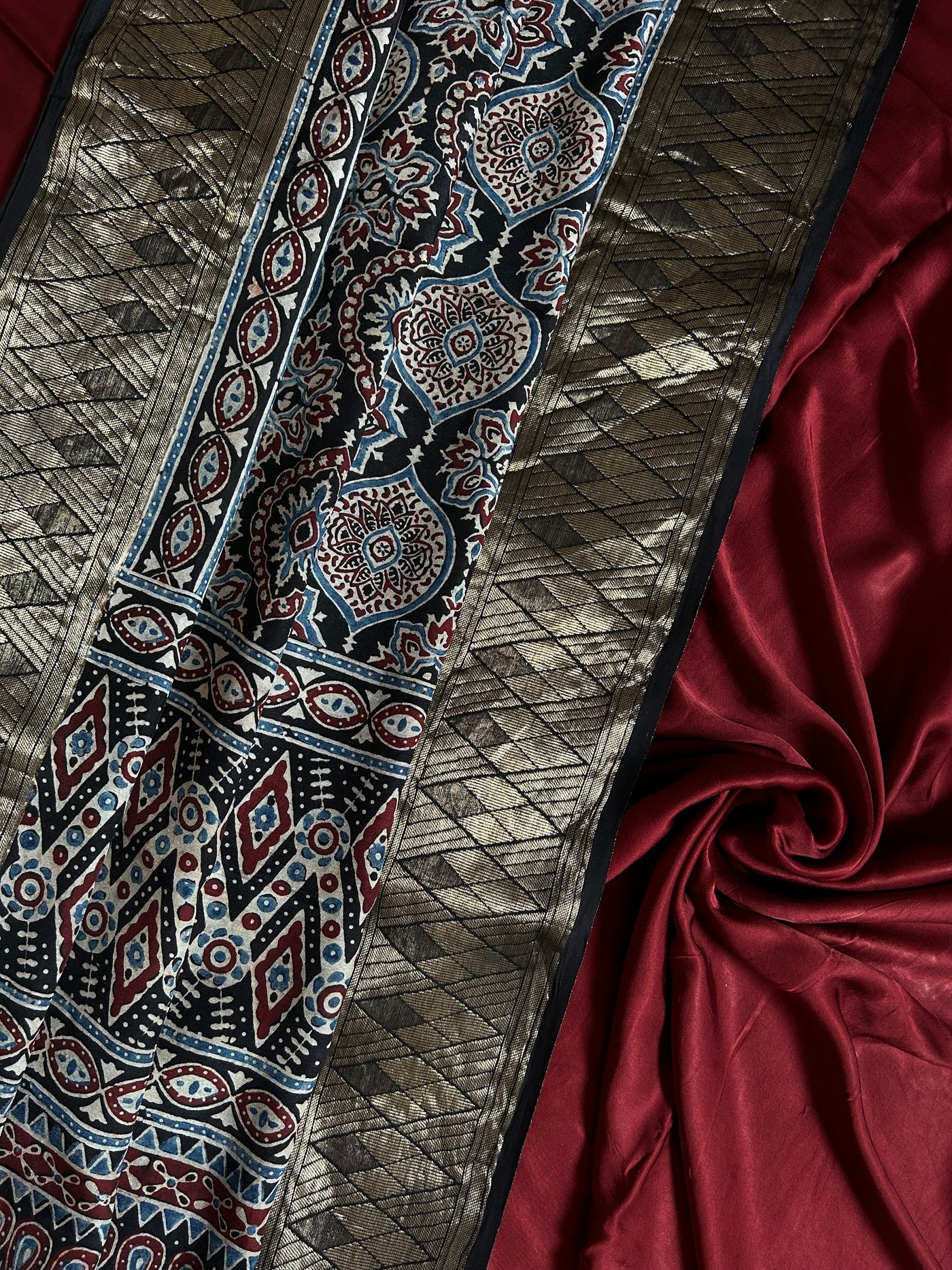 CHETNA : Handblock Ajrakh Modal Silk Suit