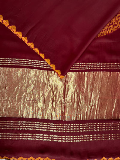 ROHINI: Handmade Shibori Dyed Modal Silk Tissue Pallu Saree