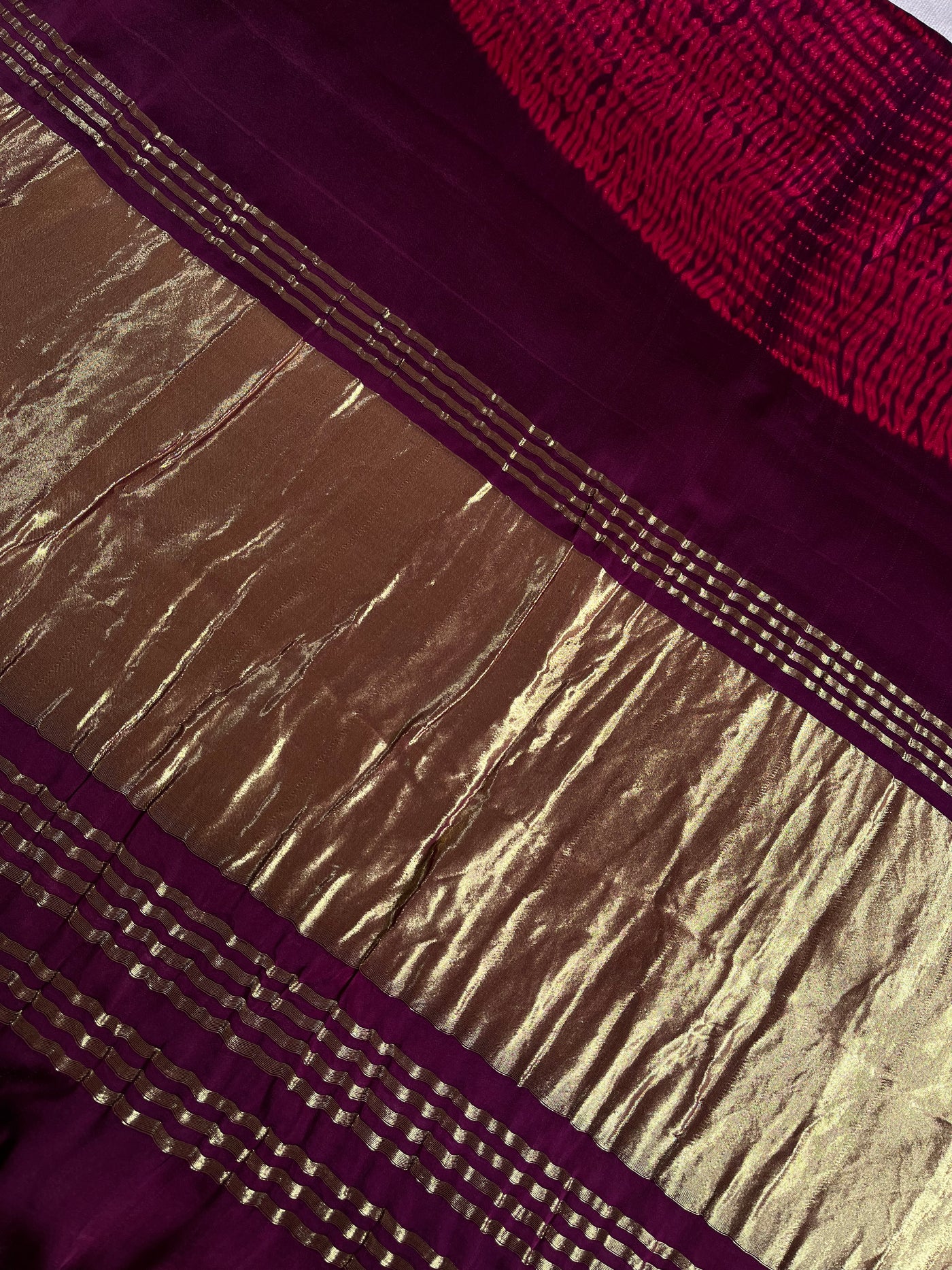 NIKITA: Handmade Shibori Dyed Modal Silk Tissue Pallu Saree
