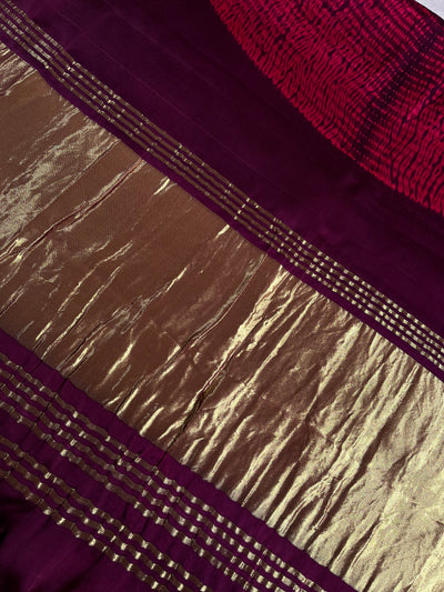 NIKITA: Handmade Shibori Dyed Modal Silk Tissue Pallu Saree