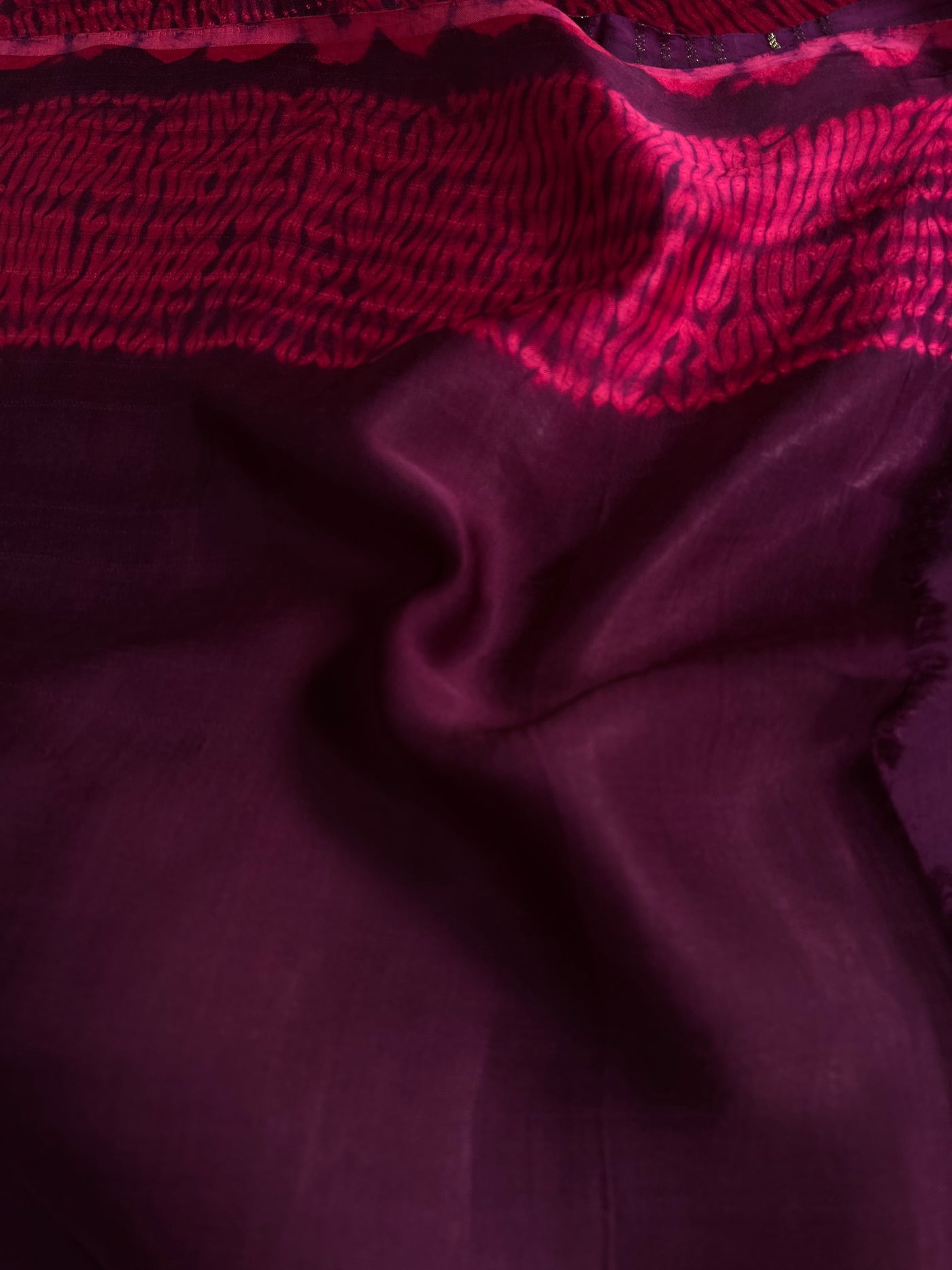 NIKITA: Handmade Shibori Dyed Modal Silk Tissue Pallu Saree