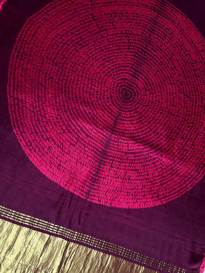NIKITA: Handmade Shibori Dyed Modal Silk Tissue Pallu Saree