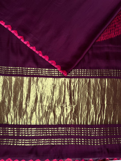 NIKITA: Handmade Shibori Dyed Modal Silk Tissue Pallu Saree