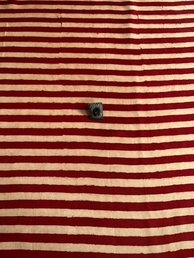 Strips In Red : Handblock Printed Ajrakh Modal Silk Fabric