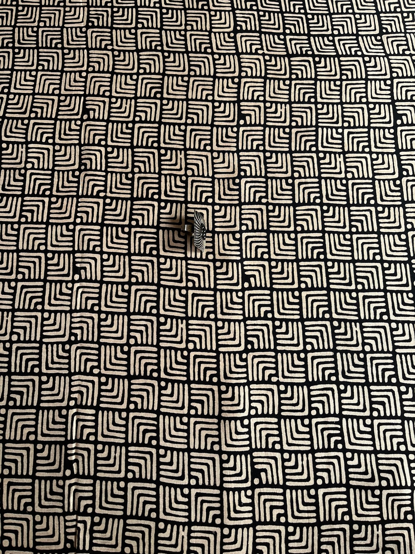 Dynamic Black : Handblock Printed Ajrakh Modal Silk Fabric