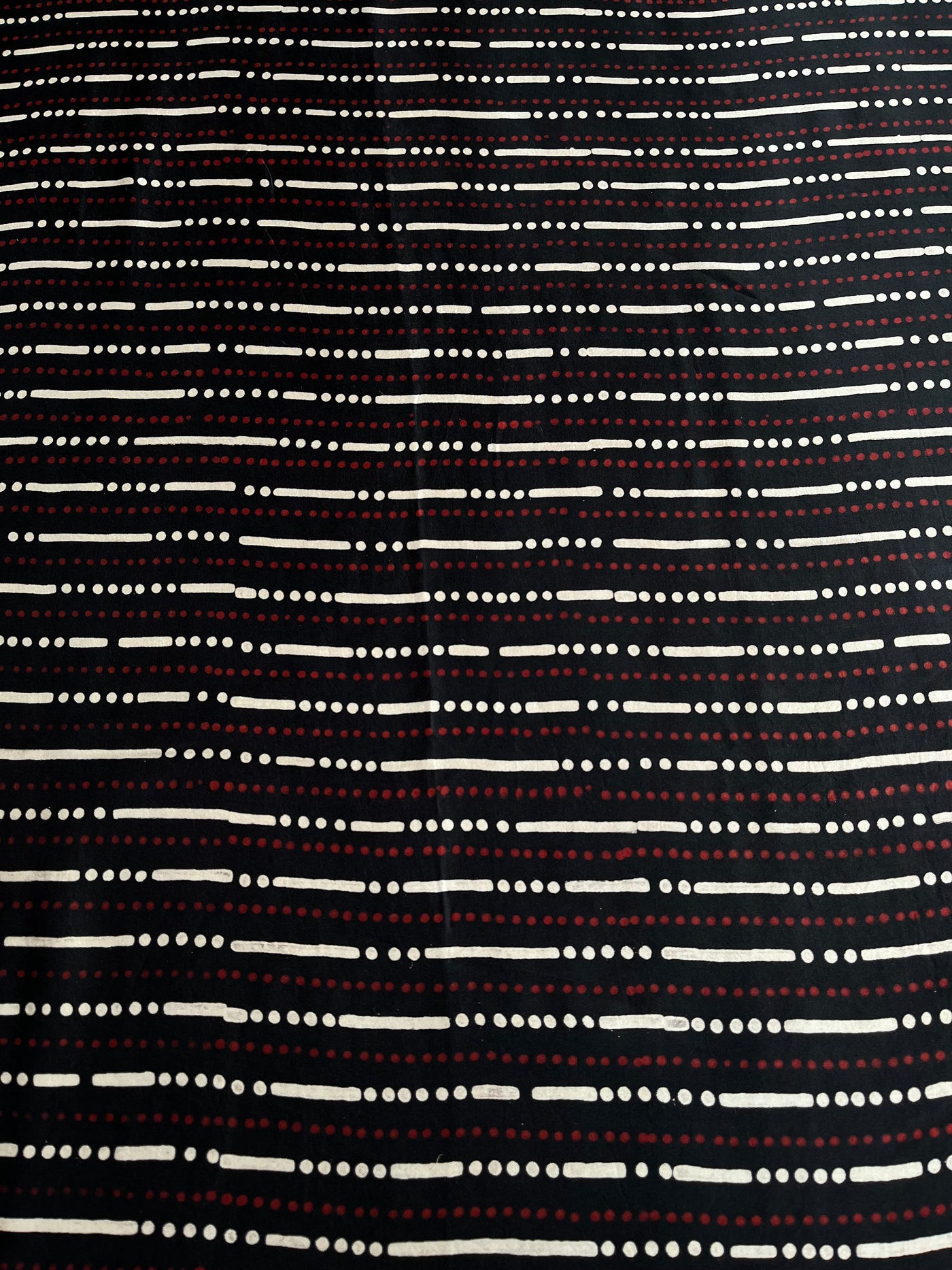 Dot & Lining Black : Handblock Printed Ajrakh Modal Silk Fabric