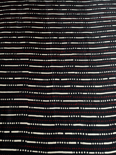 Dot & Lining Black : Handblock Printed Ajrakh Modal Silk Fabric