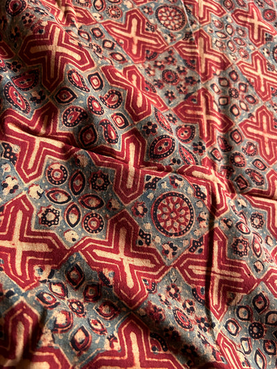 NARMADA Handblock Printed Ajrakh cotton fabric