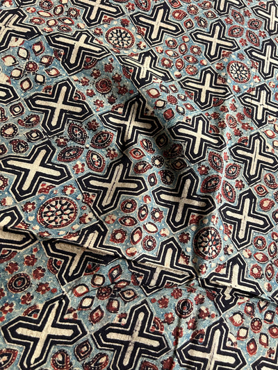 JHELAM Handblock Printed Ajrakh cotton fabric