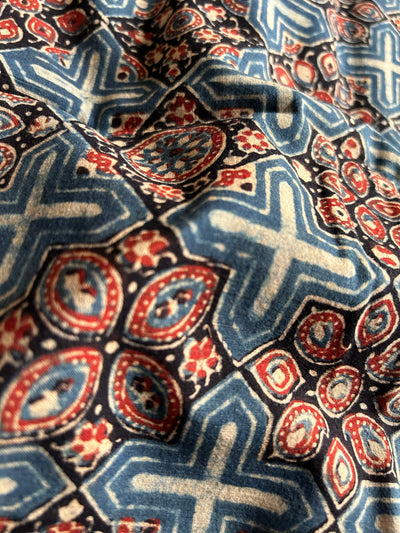 SINDHU Handblock Printed Ajrakh cotton fabric