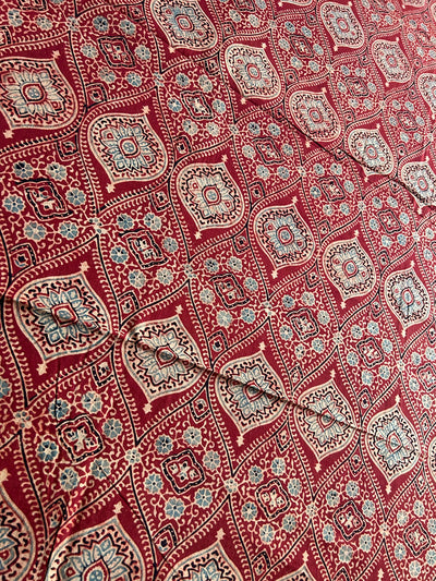 GANDAK Handblock Printed Ajrakh cotton fabric