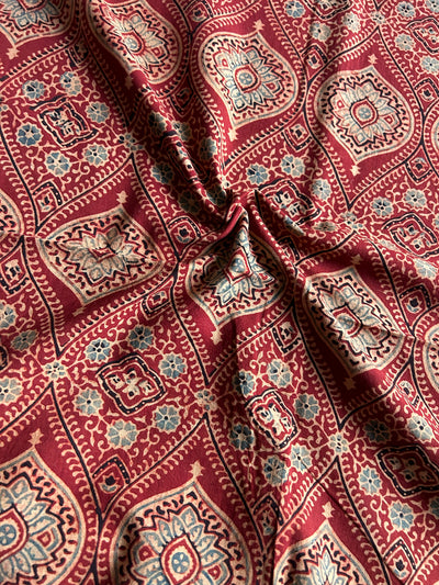 GANDAK Handblock Printed Ajrakh cotton fabric