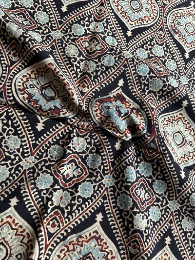 TAPI Handblock Printed Ajrakh cotton fabric