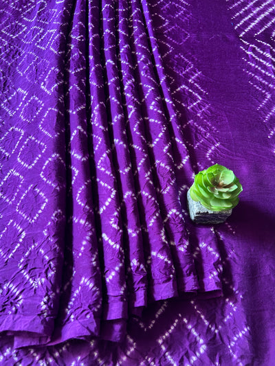 MANDAKINI: VIOLET,HANDMADE NUI SHIBORI MODAL SILK DESIGNER SAREE