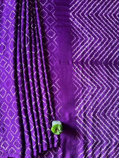 MANDAKINI: VIOLET,HANDMADE NUI SHIBORI MODAL SILK DESIGNER SAREE