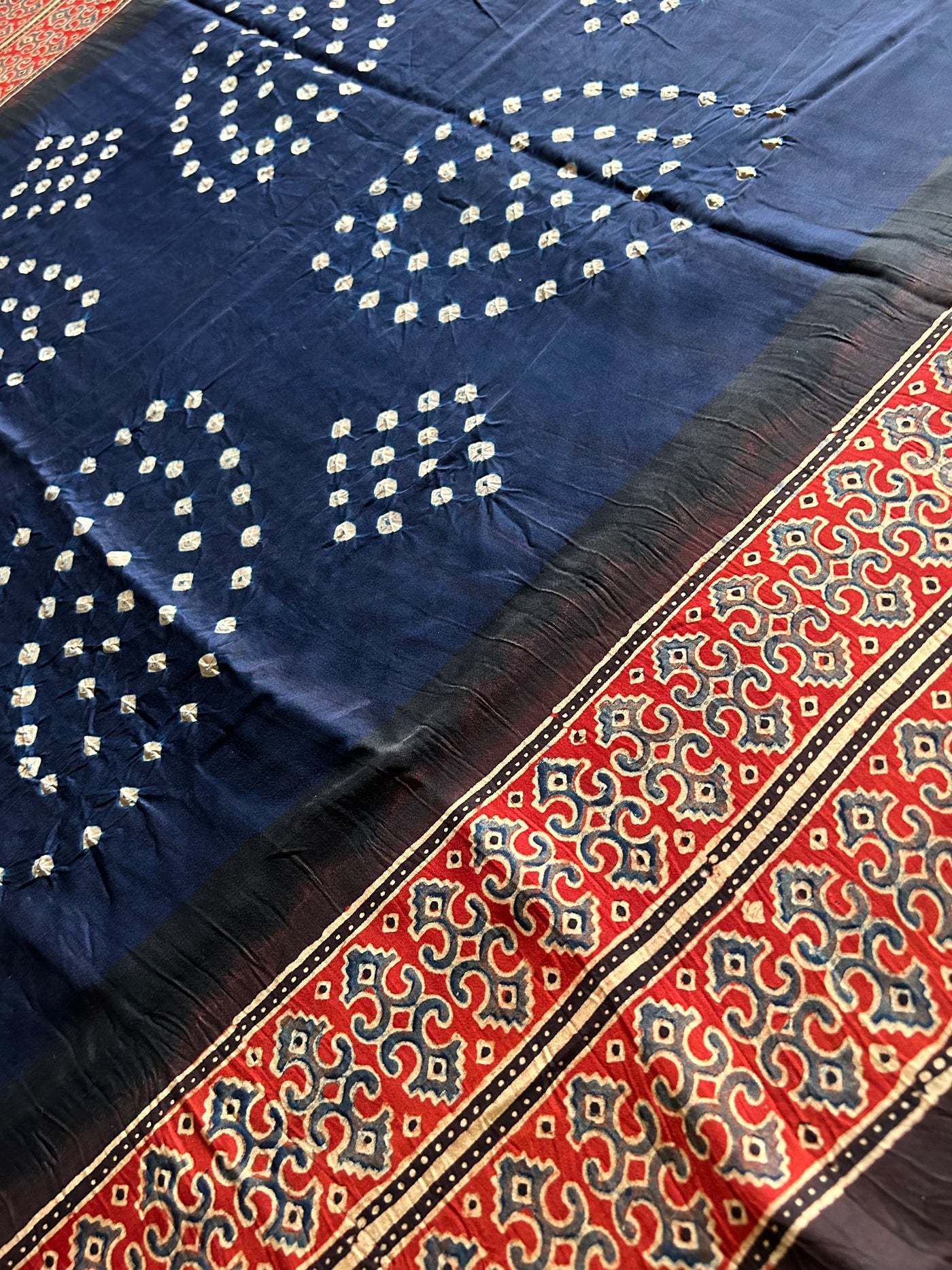 JHANKAR : AJRAKH BANDHEJ MODAL SILK SAREE