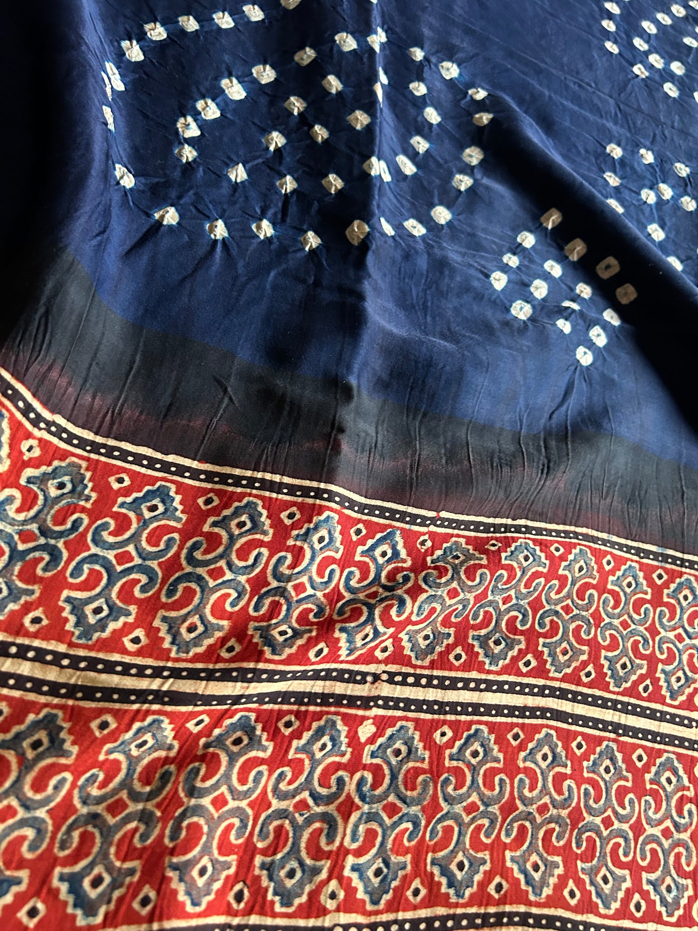 JHANKAR : AJRAKH BANDHEJ MODAL SILK SAREE