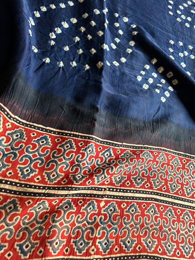 JHANKAR : AJRAKH BANDHEJ MODAL SILK SAREE