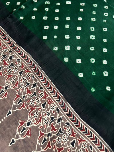 PITAMBARI: AJRAKH BANDHEJ TISSUE MODAL SILK SAREE