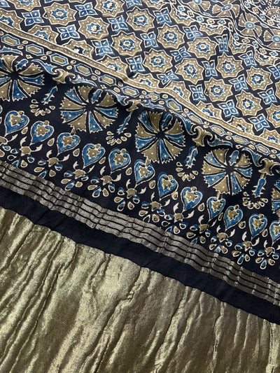 Kinjal: AJRAKH BANDHEJTISSUE MODAL SILK SAREE