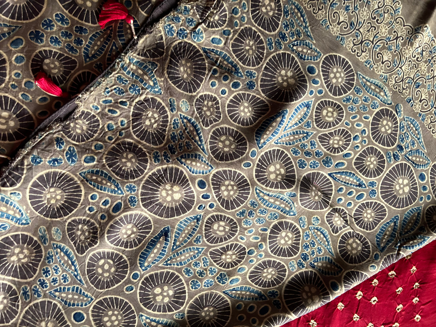 MEHNDI : AJRAKH BANDHEJ TISSUE MODAL SILK SAREE