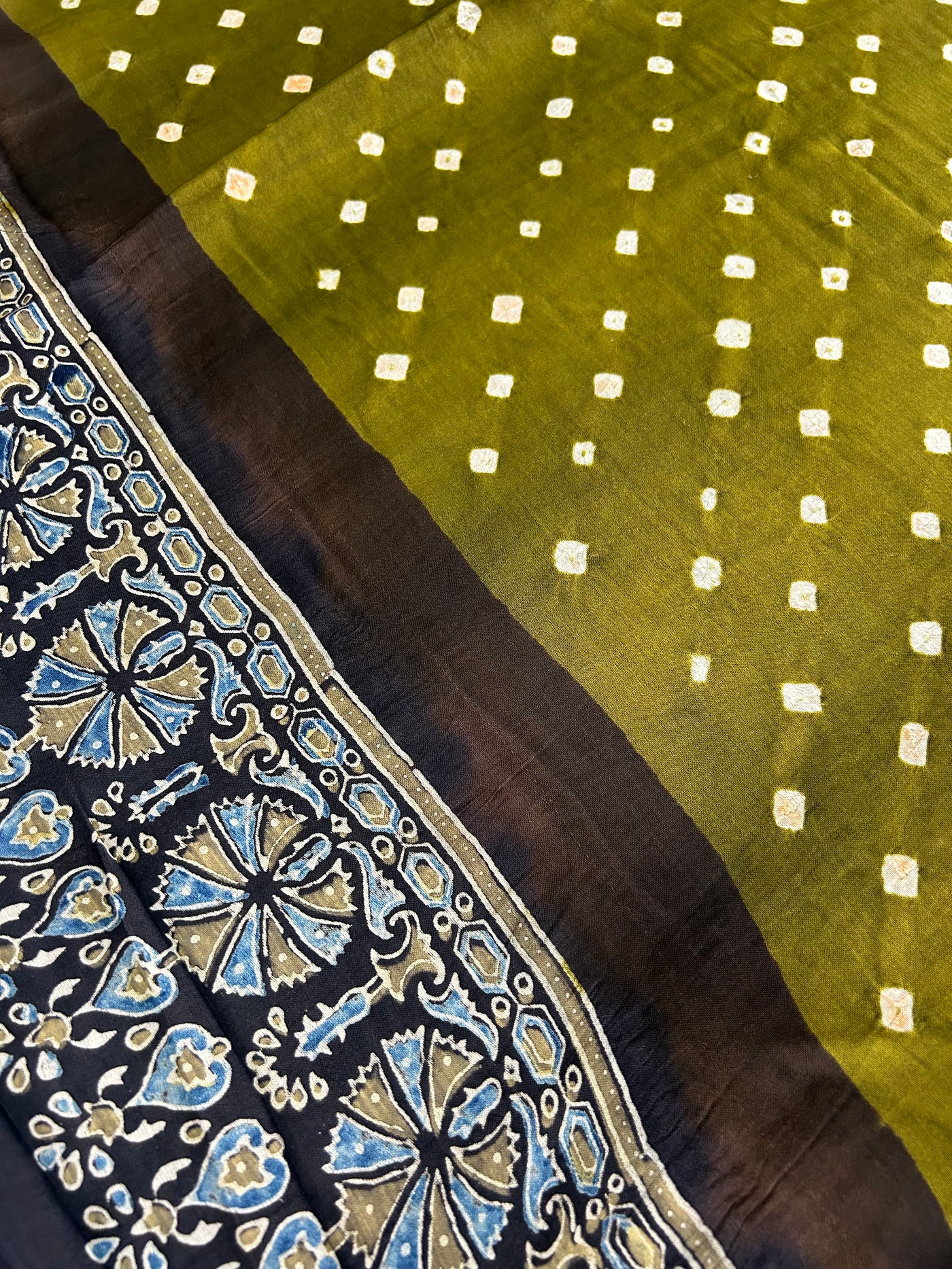 Maithili: AJRAKH BANDHEJ TISSUE MODAL SILK SAREE