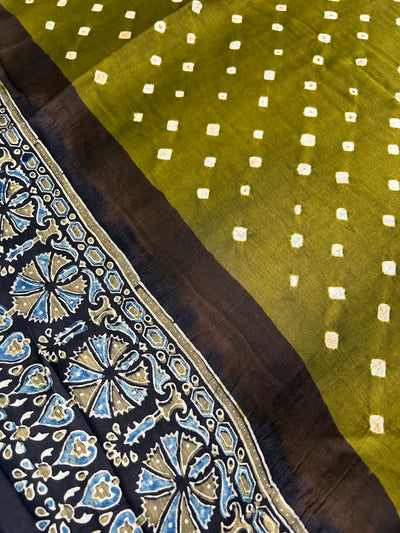Maithili: AJRAKH BANDHEJ TISSUE MODAL SILK SAREE