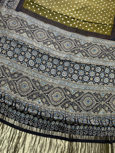 Maithili: AJRAKH BANDHEJ TISSUE MODAL SILK SAREE