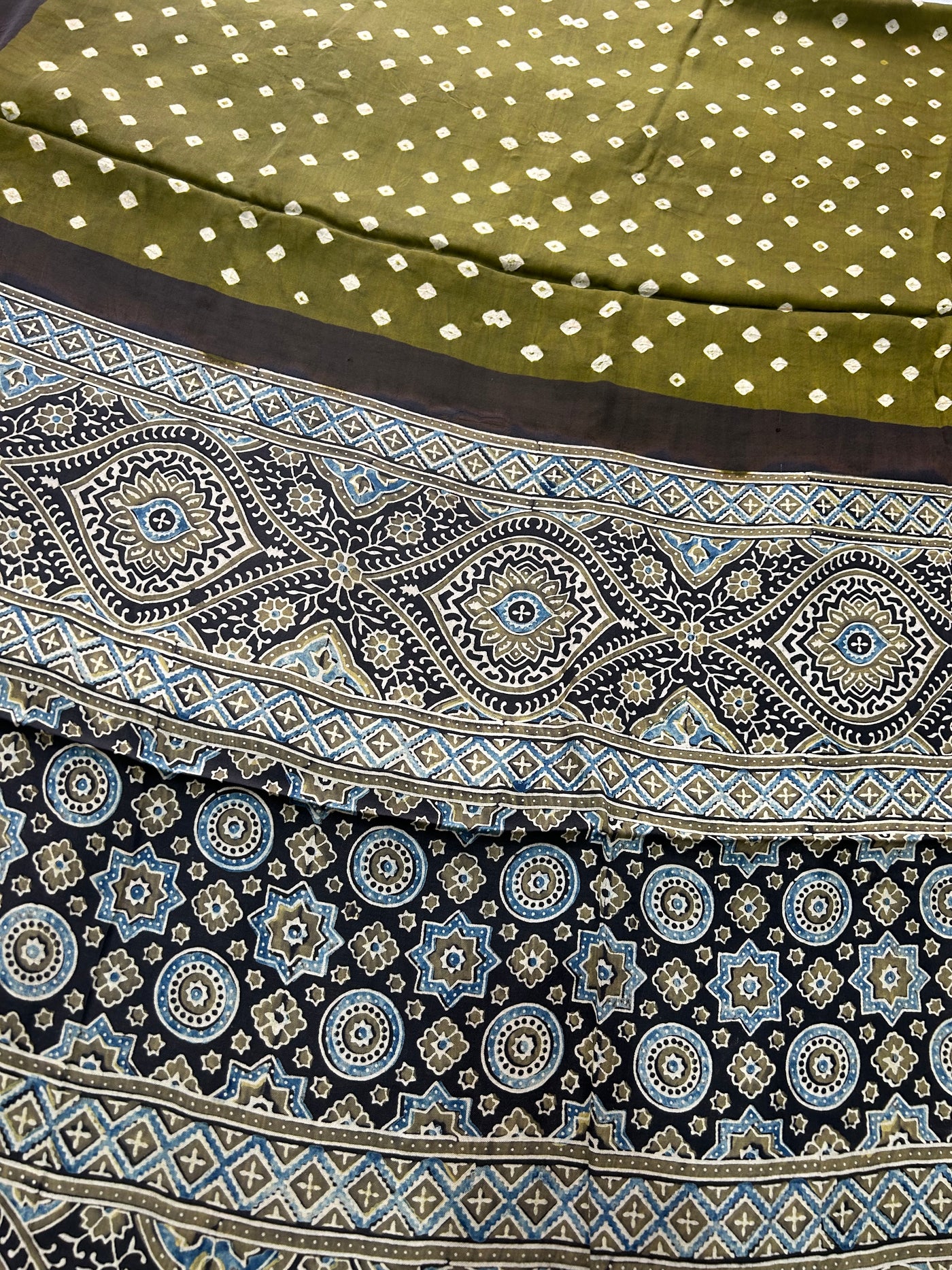 Maithili: AJRAKH BANDHEJ TISSUE MODAL SILK SAREE
