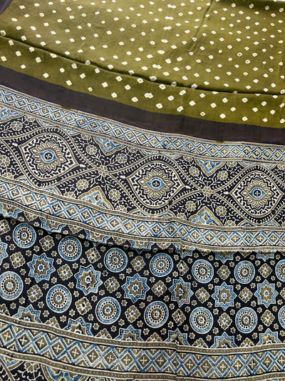 Maithili: AJRAKH BANDHEJ TISSUE MODAL SILK SAREE