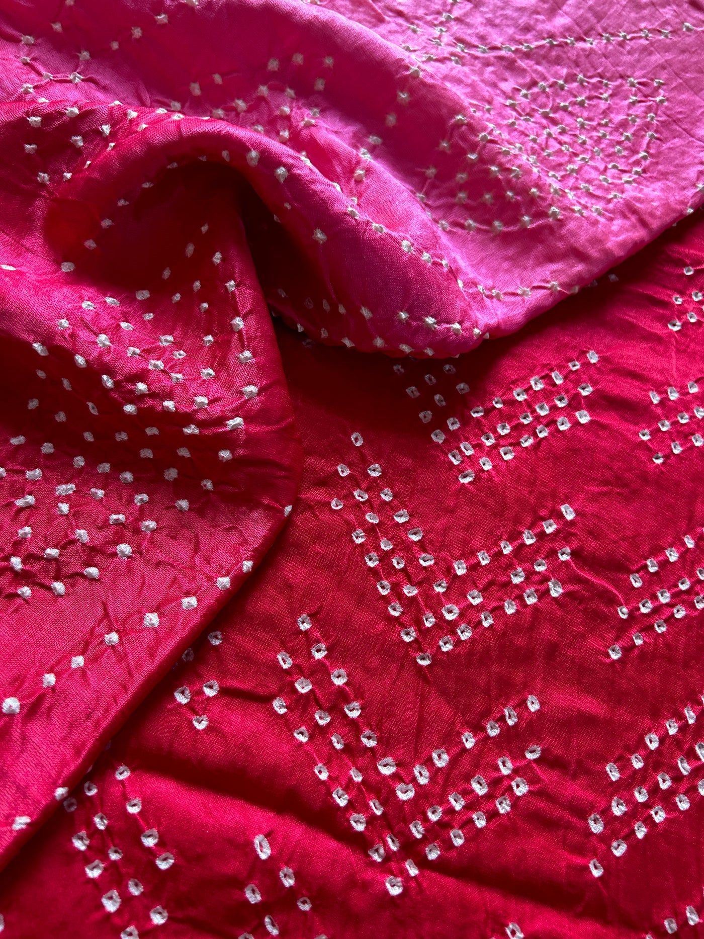 UPASANA: HANDMADE PURE GAJJI SILK RAI DANA BANDHNI SAREE WITH TISSUE PALLU