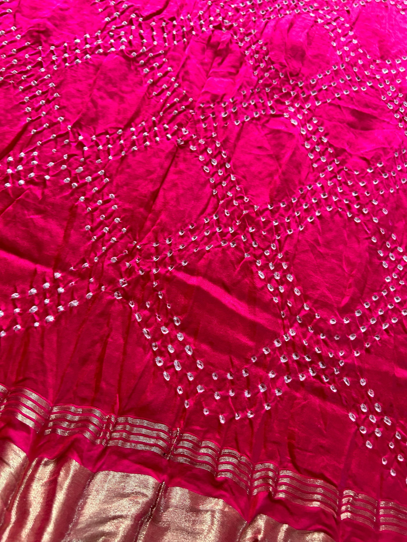 MRINALINI: HANDMADE PURE GAJJI SILK RAI DANA BANDHNI SAREE WITH TISSUE PALLU